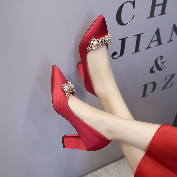 

2019 new thick and fashion square buckle rhinestone comfortable high heels children, Black