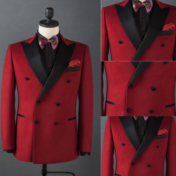 Red Mens Designer Jaquetas de Pico de Lapela Noivo Smoking Do Casamento Melhor Fato de Desgaste Do Ternos Dos Homens Custom Made 1 Peça