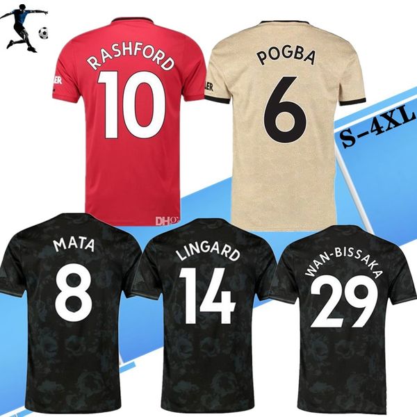 

s-4xl thailand fc manchester pogba soccer jersey 3rd 2019 2020 lingard maguir rashford football shirt united utd 19 20 uniforms man jerseys, Black;yellow