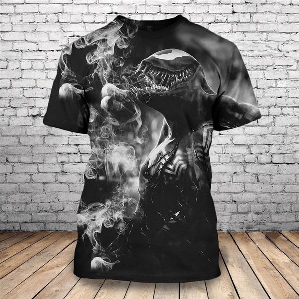 

2019 summer t shirt fashion tees movie venom smoke 3d printed tshirt men unique short sleeve men t shirt drop shipping, White;black