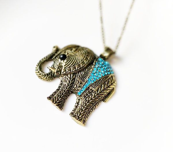

fashion jewelry vintage elephant pendant necklace sweater necklace, Silver