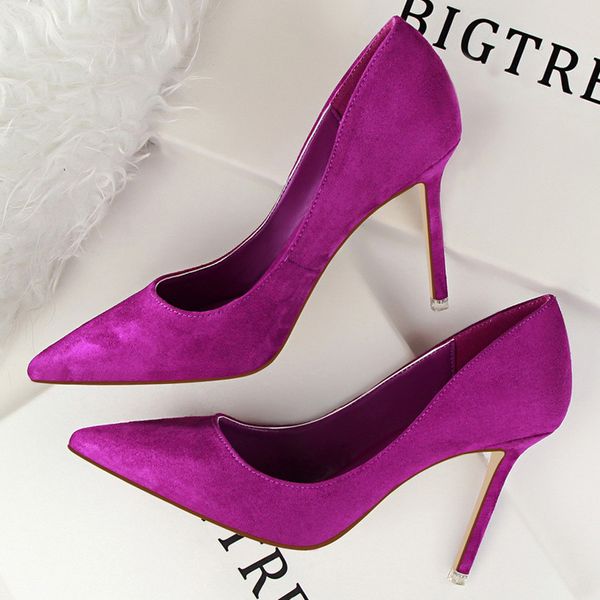 

2020 high heel women womens woman heels ladies point purple wedding party shoes office pumps t200525, Black