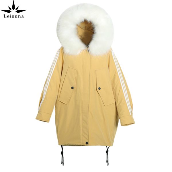 

leiouna 2019 winter long harajuku fur hooded coat cotton fashion slim women solid streetwear vintage casual parka, Black