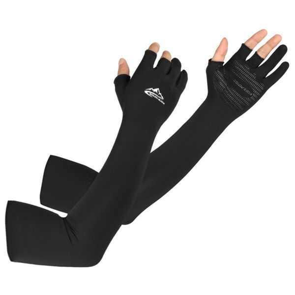 

arm sleeves summer sun uv protection ice cool cycling running fishing climbing driving arm cover for men women warmer, Black;gray