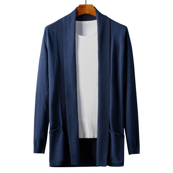 

autumn new men jacket winter jackets mens fashion clothing trench coat sweater slim long sleeve cardigan warm coats male outwear, Black