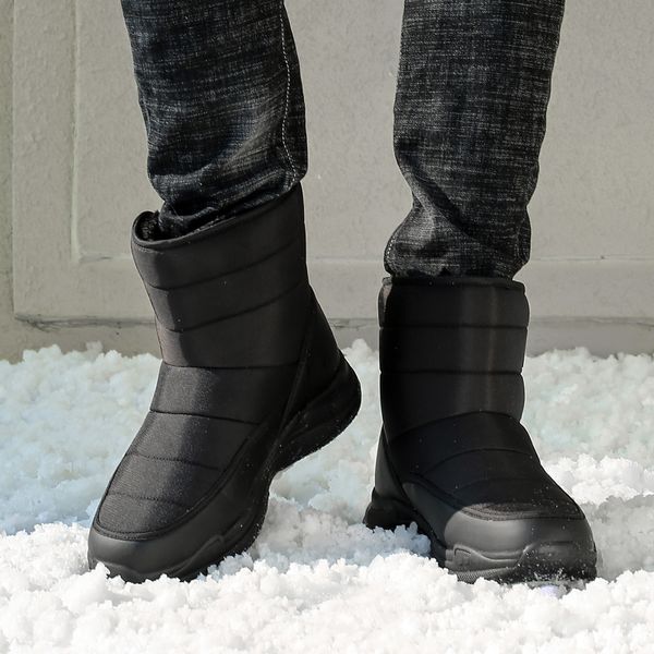 

2019 new shoes men's new fashion rain boots outdoor men's sports casual shoes snow boots warm cotton waterproof, Black