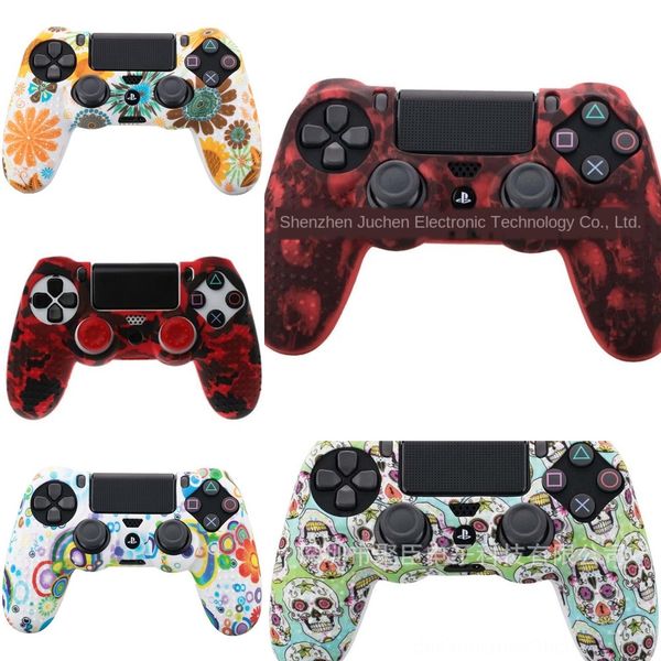 

itjht game case camouflage cover silicone soft + 2 joystick cap ps4 for controller