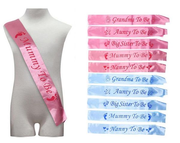 

baby shower satin ribbon mummy to be sashes nanny aunty grandma big sister to be sashes shoulder strap party decor pink blue