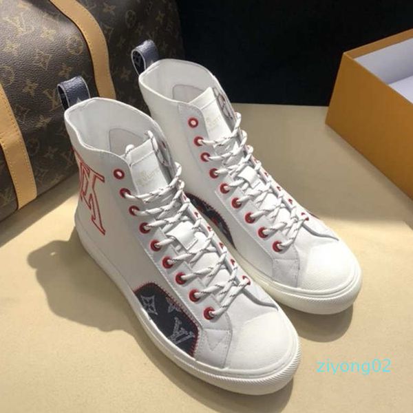 

2019 lace up famous mens luxury designer shoes canvas womens fashion casual trainers high flat shoes z02, Black