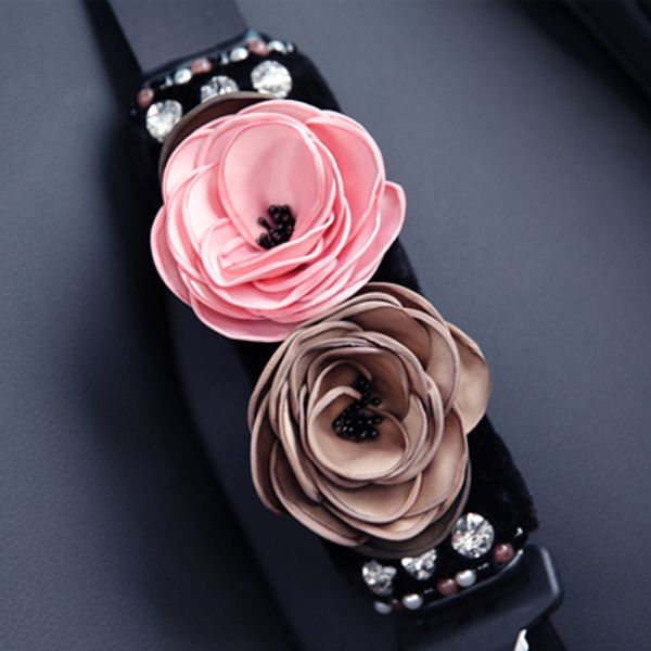 

girls' women's cute cartoon flower winter black plush rose diamond car seat belts