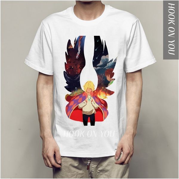 

крючок на вас хаяо миядзаки комиксов хэла реального перемещения замка свободен человек t рубашка лаконичного, White;black