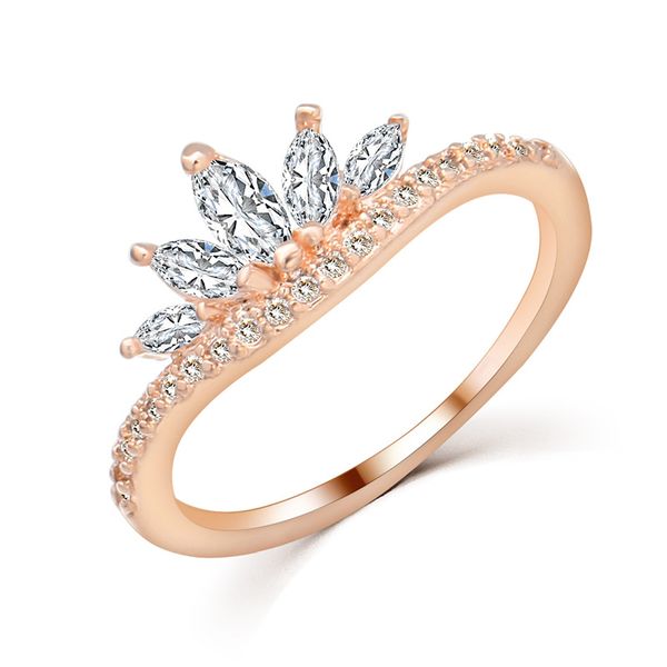 

женщины кольца дизайнер ювелирные изделия свадьба обручальное сделано медь материал с цирконами украшения форма короны для подарка jsjz012, Silver