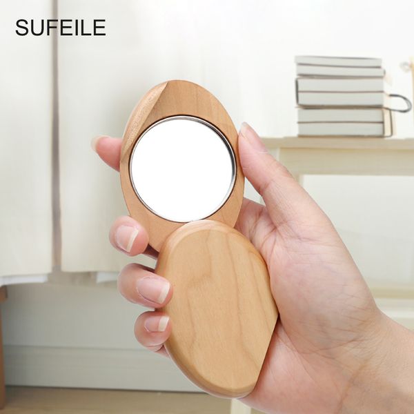

hand-polished oval portable decorative wood mirrors beauty makeup mirror mini flexible rotating exquisite mirror d50