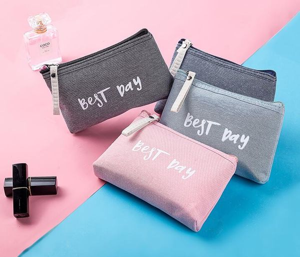 Impressão Carta Mulheres Canvas Best Day grande capacidade 5colors Cosmetic Bag