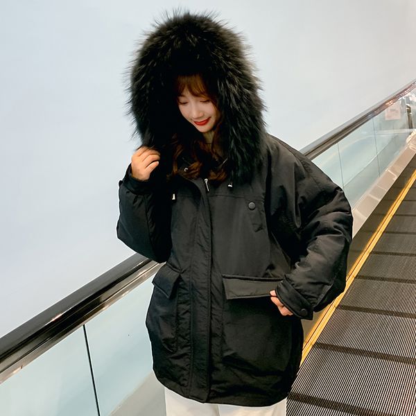 

new design of women's winter cotton overcoat, thick collar loose women's overcoat, short film fashion 2019, Tan;black