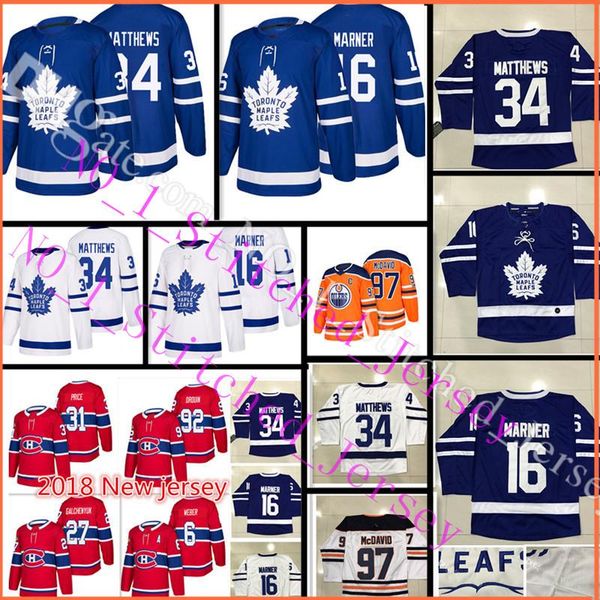 

2018 New Toronto Maple Leafs Hockey Jerseys Men 16 Mitch Marner 34 Auston Matthews 97 Connor McDavid 27 Alex Galchenyuk stitched Jersey