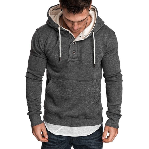 

men's long sleeve hooded hoodies sweatshirts plus size pullover spring solid color sweatershirt fashion men clothes, Black