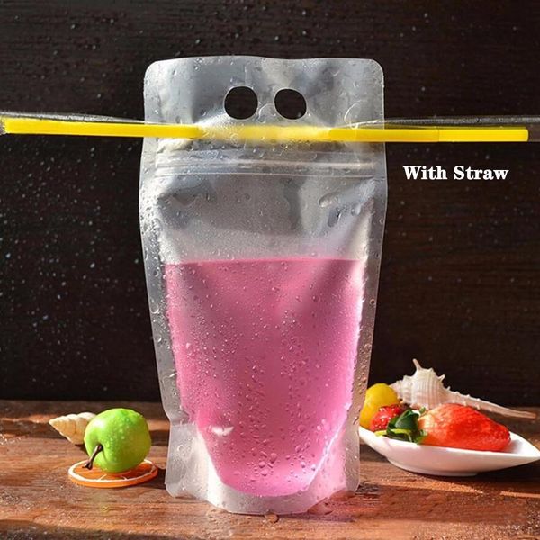 

wholesale disposable juice coffee liquid bag vertical seal drink bag clear drink pouches with straw party tableware