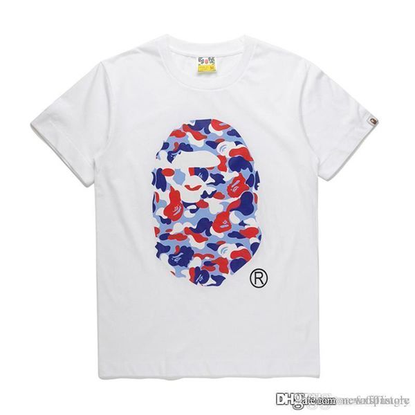 

a new bathing arrive ape white 18bape cartoon monkey t-shirt round neck shirt short sleeves tee t-shirt, Black