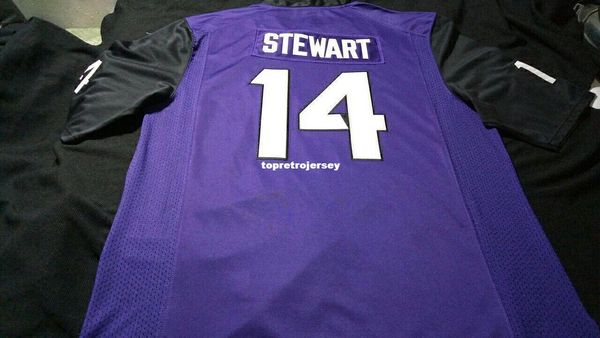 

men #14 purple jarrison stewart tcu horned frogs alumni college jersey or custom any name or number jersey, Black;red