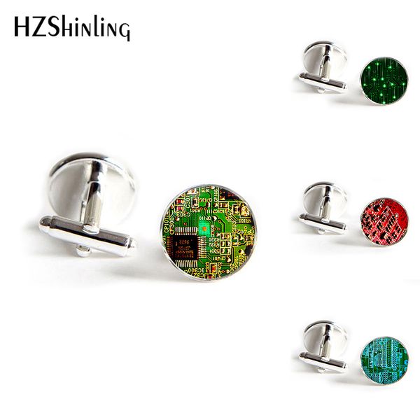 

2019 circuit board cufflinks computer circuit board cuff link for shirt jewelry shirt cufflinks for men cuff link, Silver