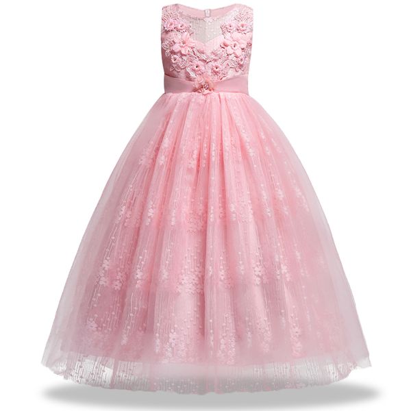

girls sleeveless wedding dress lace bead appliques party tulle princess birthday dress first communion gown for girls, Red;yellow