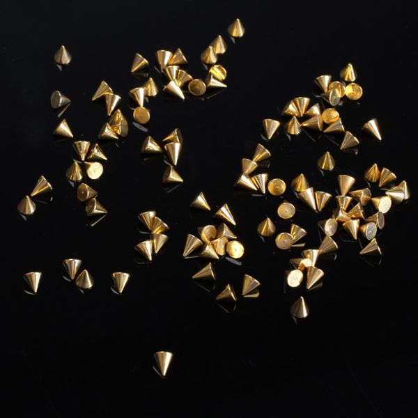 

newly 100pcs punk cone metallic nail art decoration rivet studs gold ms88, Silver;gold