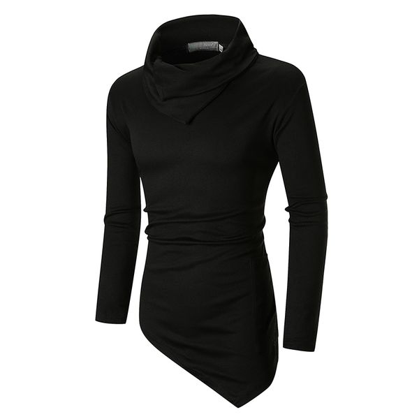 

new design men's irregular stack collar long sleeve knitted sweater slim fit jumper pullover blouse shirt, White;black