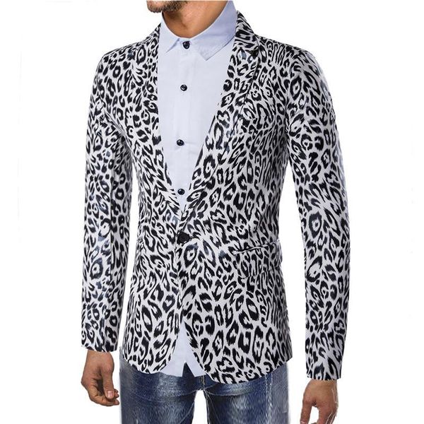

m-3xl leapord printed long sleeve suit men one button suit blazer coat jacket stage dj autumn fashion formal clothes xxxl, White;black