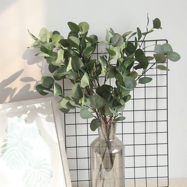 

2019 new artificial leaves branches simulation plant eucalyptus large bouquet plastic home decoration green single fake ginkgo