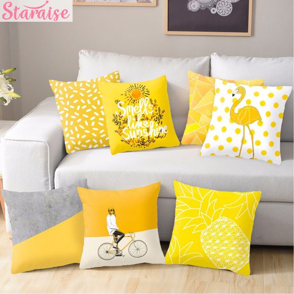 

staraise polyester geometric cushion yellow pineapple pillow decorative cushion for sofa diy printed pillow seat chair