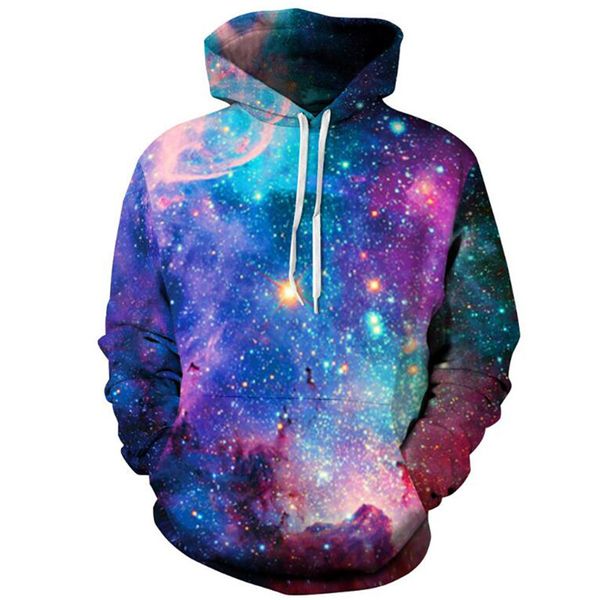 

space galaxy 3d sweatshirts men/women hoodies with hat print stars nebula spring autumn winter loose thin hooded hoody, Black