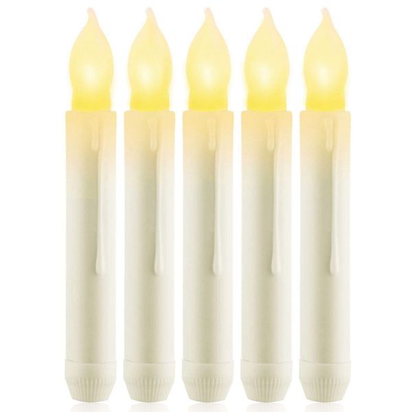 

led 12 pcs flameless taper candles,battery operated fake taper candles,flickering window candle lights