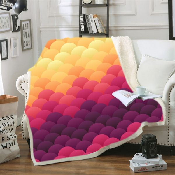 

mermaid scales sherpa blanket for girls geometric pattern colorful velet blanket for home travel nap 150x200cm