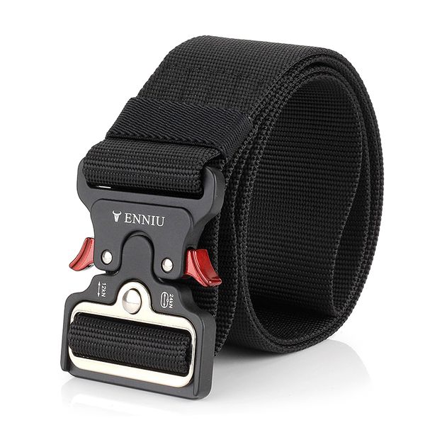 

quick release tactical belt climbing training hunting belt with heavy duty waist band for outdoor camping mountaineering, Black;gray