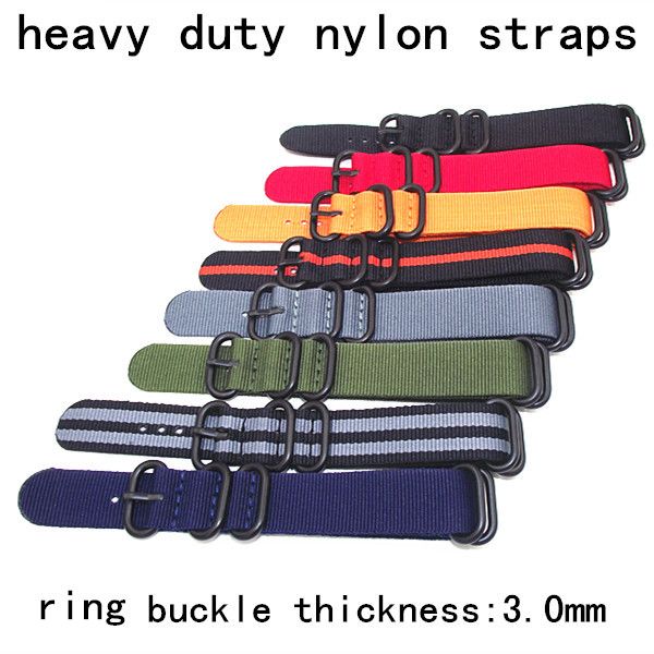 

wholesale 10pcs/lot heavy duty nylon straps 20mm 22mm 24mm nylon watch band nato strap zulu strap watch ring buckle, Black;brown