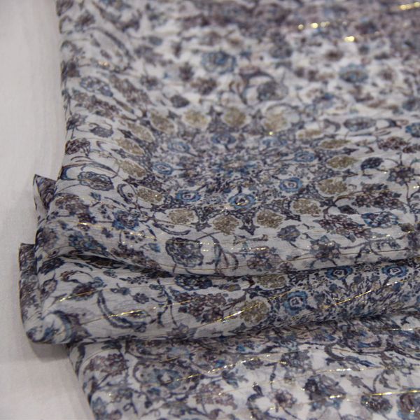 

золотистый металлик шелковый материал цветочный супер тонкий шифон креповая марля, Black;white