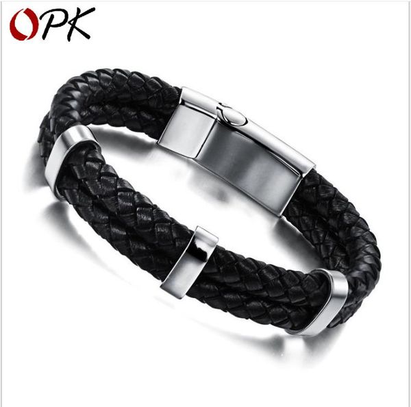 

fashion men's leather bracelet personality bracelets birthday gift tide men's jewelry, Golden;silver