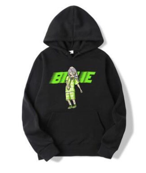 

billie eilish fashion 3d printed hoodies women/men long sleeve hooded sweatshirts casual streetwear pullover, Black