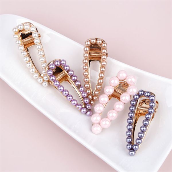 

girls sweet imitation acrylic pearls hair clips 5 colors 6*2cm lady barrettes bp-bobby pins new fashion style hair accessories tjy796, Slivery;white