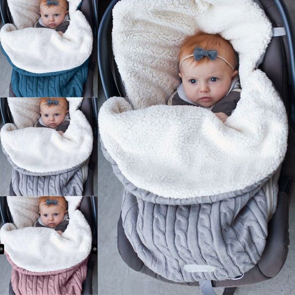 Детский спальный мешок, детская зимняя осень теплый спальный, для детской коляски хлопковые вязаные конверты новорожденные унисекс мешок сна