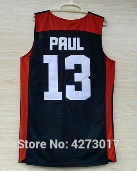 

#13 chris paul 2012 london dream team basketball jersey us size s-xxl ncaa, Black;blue