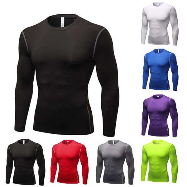 

sports fitness running sweat-releasing quick-dry long sleeved t shirt remeras hombre ropa deportiva sportswear, Black;blue