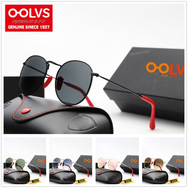 

style (8) oolvs raysf wholesale vintage round sunglasses or3447 color film metal frame glasses lens sheep leather feet ing, White;black