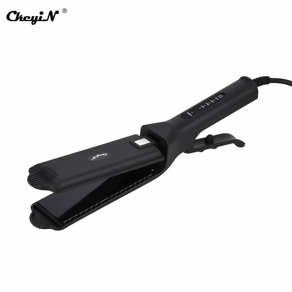 

fast heating hair curler hair flat straightening iron plate temperature control adjustable large waver wet and dry straightener