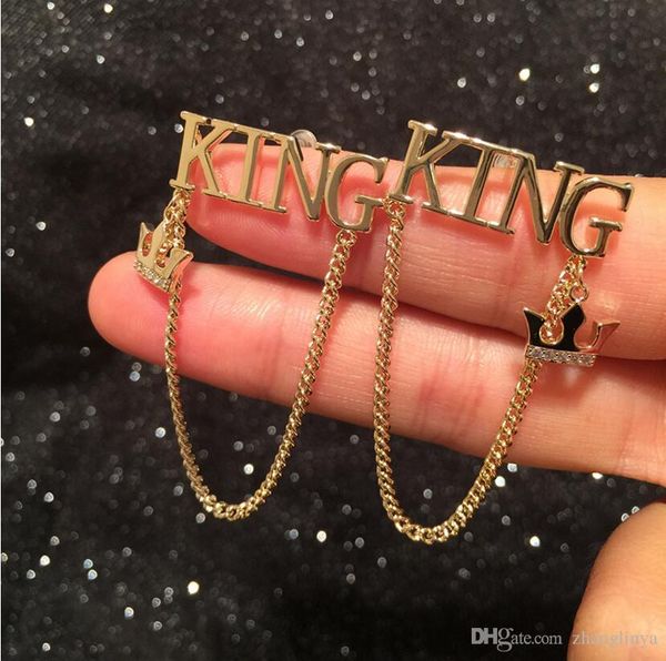 

korean creative english alphabet prince chain tassel earrings metal wind hip hop cool cool earrings s925 silver, Golden;silver