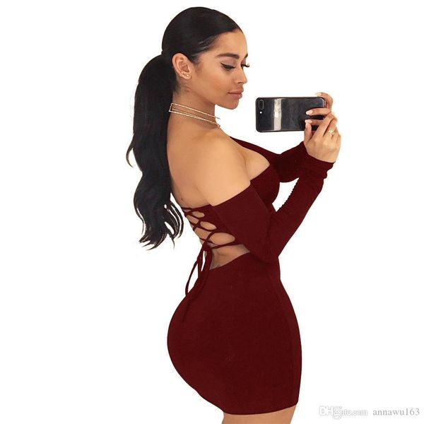 

новое платье европейский стиль женщины сексуальная открытая задняя группа черный красный обернуть хип юбка для продажи, Black;gray