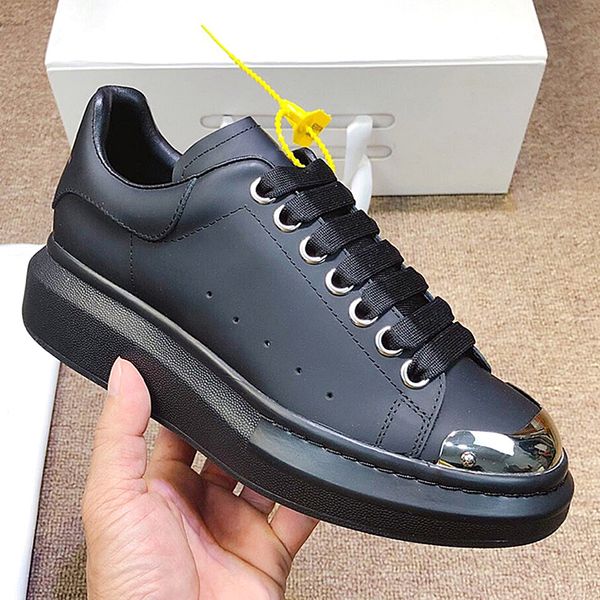 

2020 luxury platform fashion designer mens womens shoes sneakers leather highquality flat casual shoes thicksoled sneakers with original qwh, Black