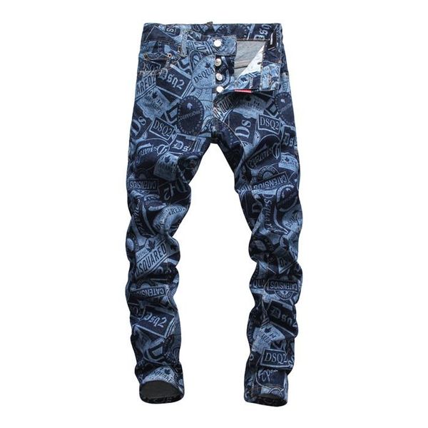 

new high-grade men's pants casual stretch straight tube slim jeans men's foreign biker jeans men skinny slim elastic pants hip hop, Blue