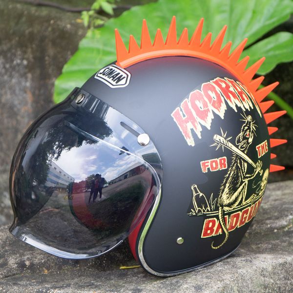 

motorcycle helmet harlay retro casco with crest decoration chopper vintage open face old school casque moto cacapete dot sm512